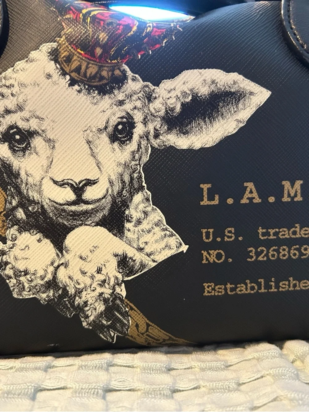 L.A.M.B. Black Graphic Lamb Tote Bag - Picture 2 of 7